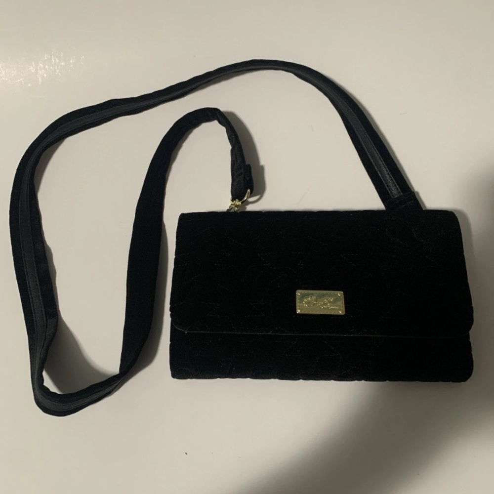 Luv Betsey Black Velvet, Star Embossed, All-In-One Clutch by Betsy Johnson